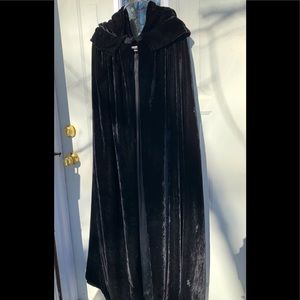 Long Black velvet cape